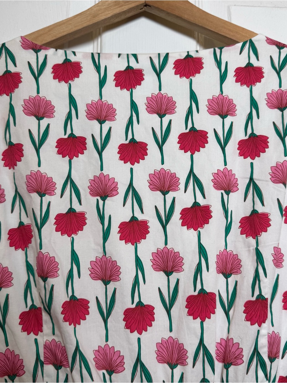 J.Crew Floral Puff Sleeve Midi Dress Size 8 White Pink Cotton Tiered Pockets - Picture 11 of 12